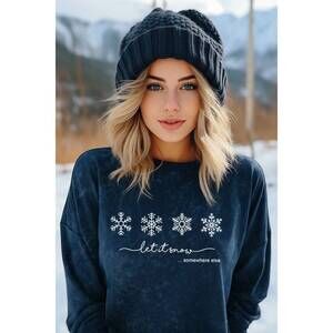 NEW HRT & LUV let it snow mineral graphic sweatshirts in mineral navy